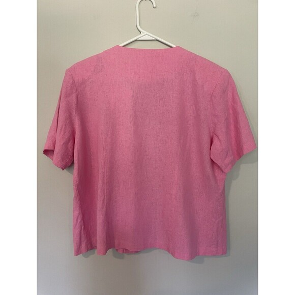 Vintage 2 Piece Linen Dress Set Sz L Dress With Short Sleeve Jacket Embroidered - Picture 12 of 16